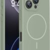 Miracase Magnetic for iPhone 16 Pro Max Case, [Soft Anti-Scratch Microfiber Lining], Compatible with MagSafe, Liquid Silicone Case Shockproof Drop Protection Phone Case for 16 ProMax,Patina Green