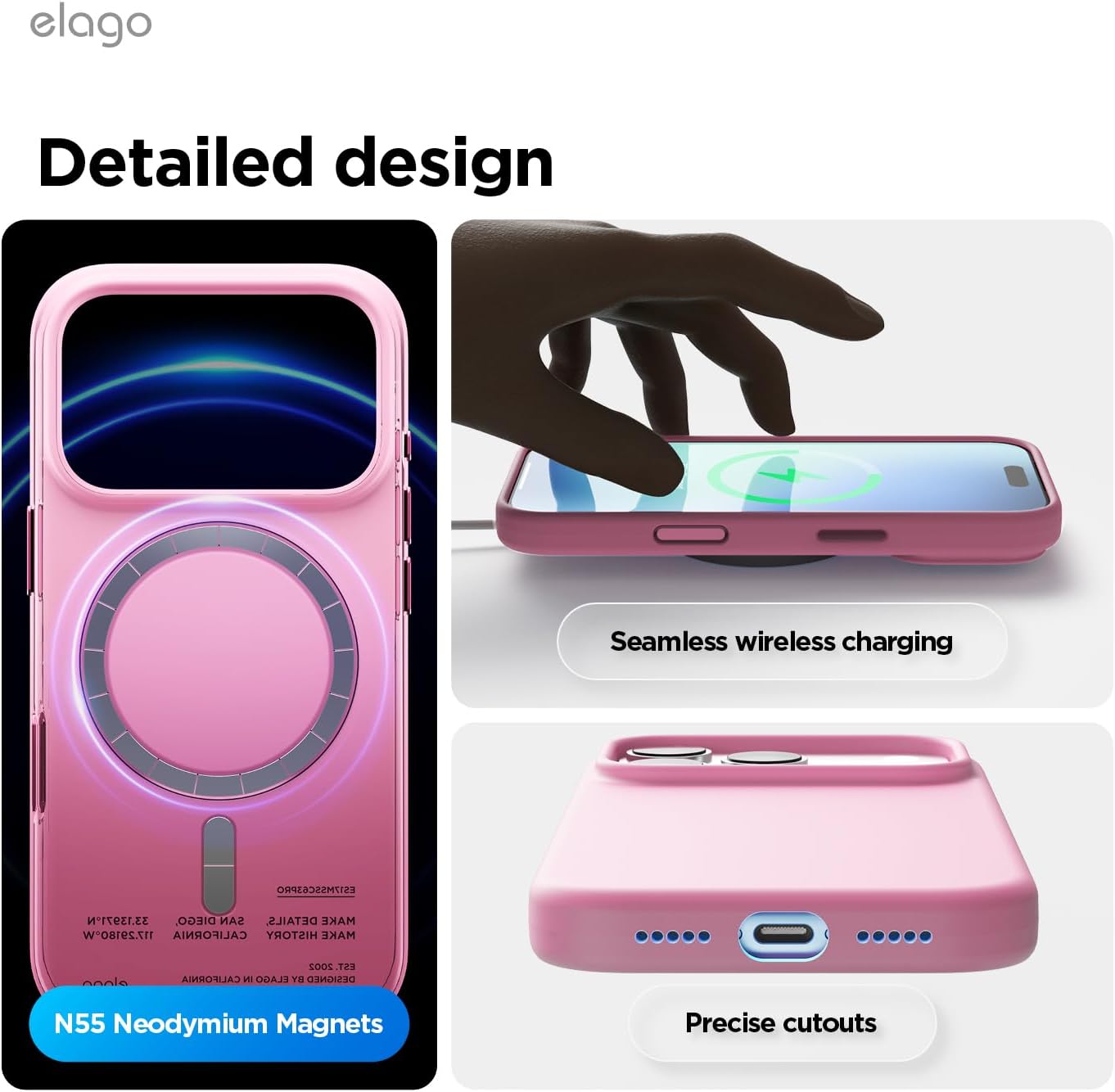 61EyU8oRnEL._AC_SL1500_ elago for iPhone 17 Pro Case, Premium Magnetic Silicone Case, Compatible with MagSafe, Liquid Silicone Material, Protective Cover, Shockproof, Slim Phone, 6.3 inch (Hot Pink)