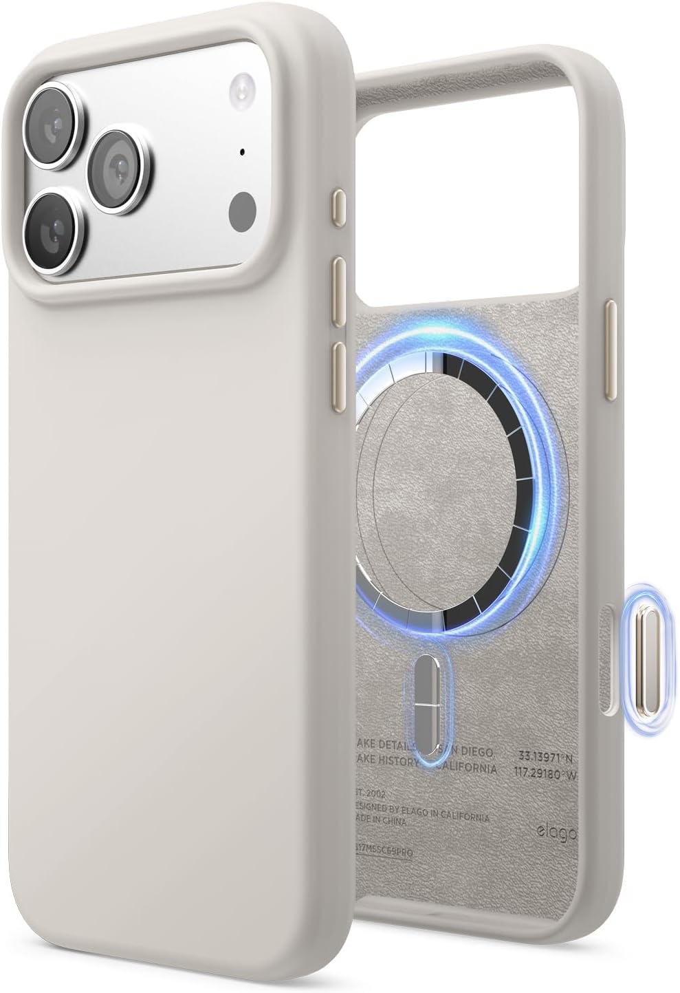 61FPaOmwK5L._AC_SL1500_ elago for iPhone 17 Pro Max Case, Premium Magnetic Silicone Case, Compatible with MagSafe, Liquid Silicone Material, Protective Cover, Shockproof, Slim Phone, 6.9 inch (Stone)
