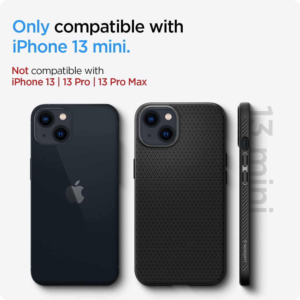 61FqnBn682L._AC_SL1200_ Spigen Liquid Air Designed for iPhone 13 Mini Case (2021) - Matte Black