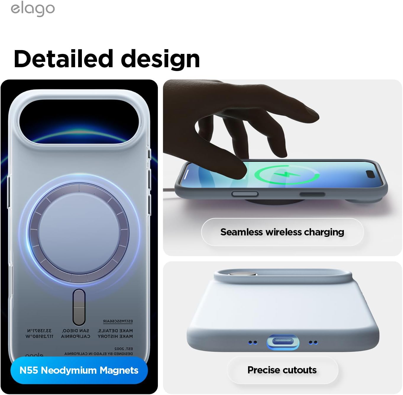 61Fy9N3sHuL._AC_SL1500_ elago for iPhone Air Case, Premium Magnetic Silicone Case, Compatible with MagSafe, Liquid Silicone Material, Protective Cover, Shockproof, Slim Phone, 6.5 inch (Light Blue)