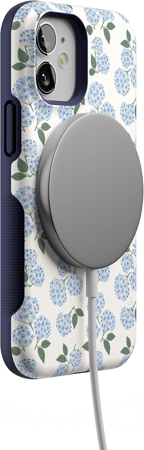 61G-3RHBcZL._AC_SL1500_ Casely iPhone 12 Mini Case | Nantucket Cottage | Blue Hydrangea | Bold Protective Design | Compatible with MagSafe