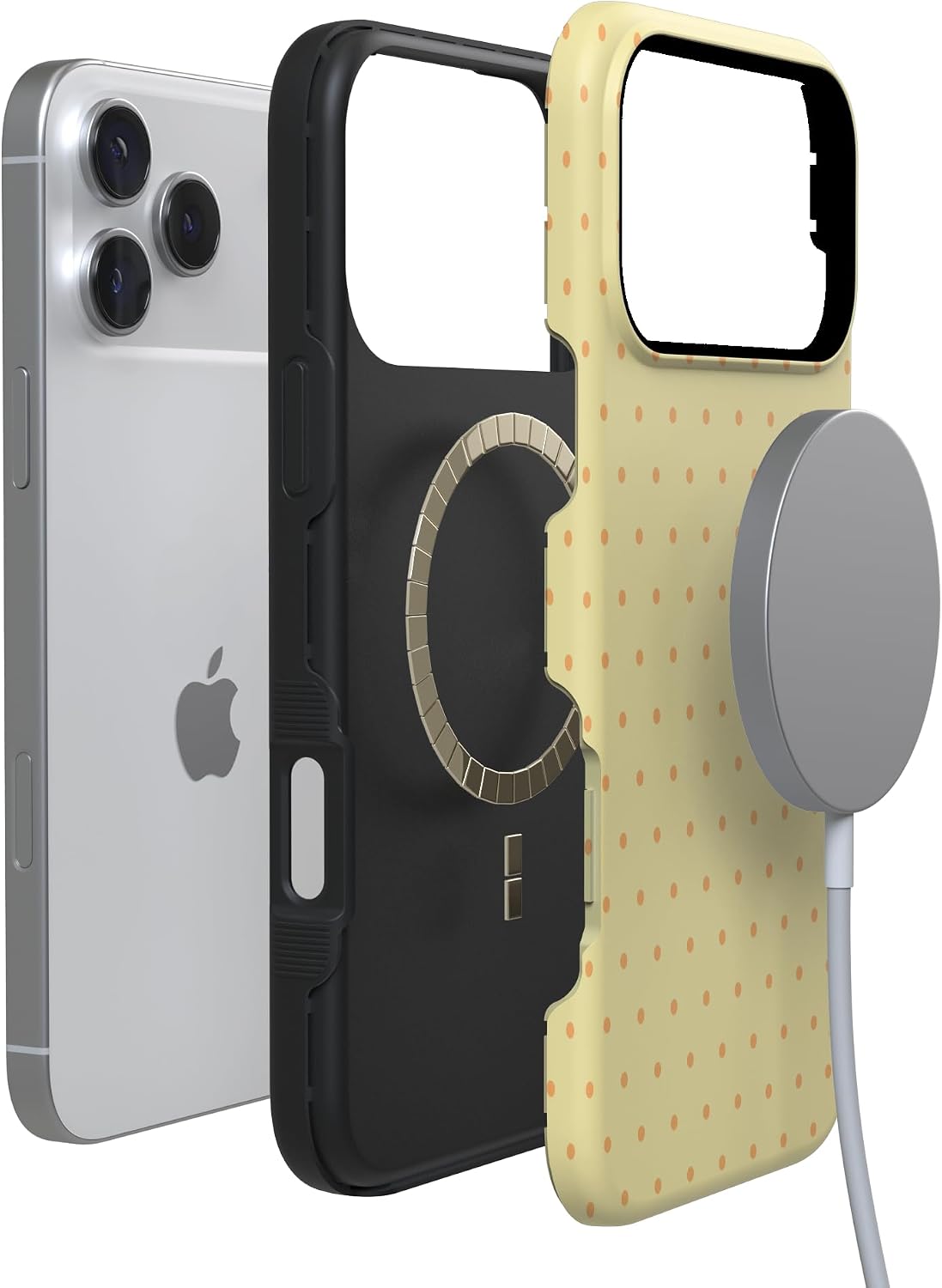 61G3HWAJv7L._AC_SL1500_ Casely iPhone 17 Pro Case | On the Dot | Yellow Polka Dot | Bold Protective Design | Compatible with MagSafe
