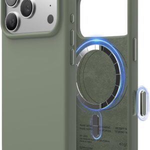 elago for iPhone 17 Pro Case, Premium Magnetic Silicone Case, Compatible with MagSafe, Liquid Silicone Material, Protective Cover, Shockproof, Slim Phone, 6.3 inch (Khaki Green)