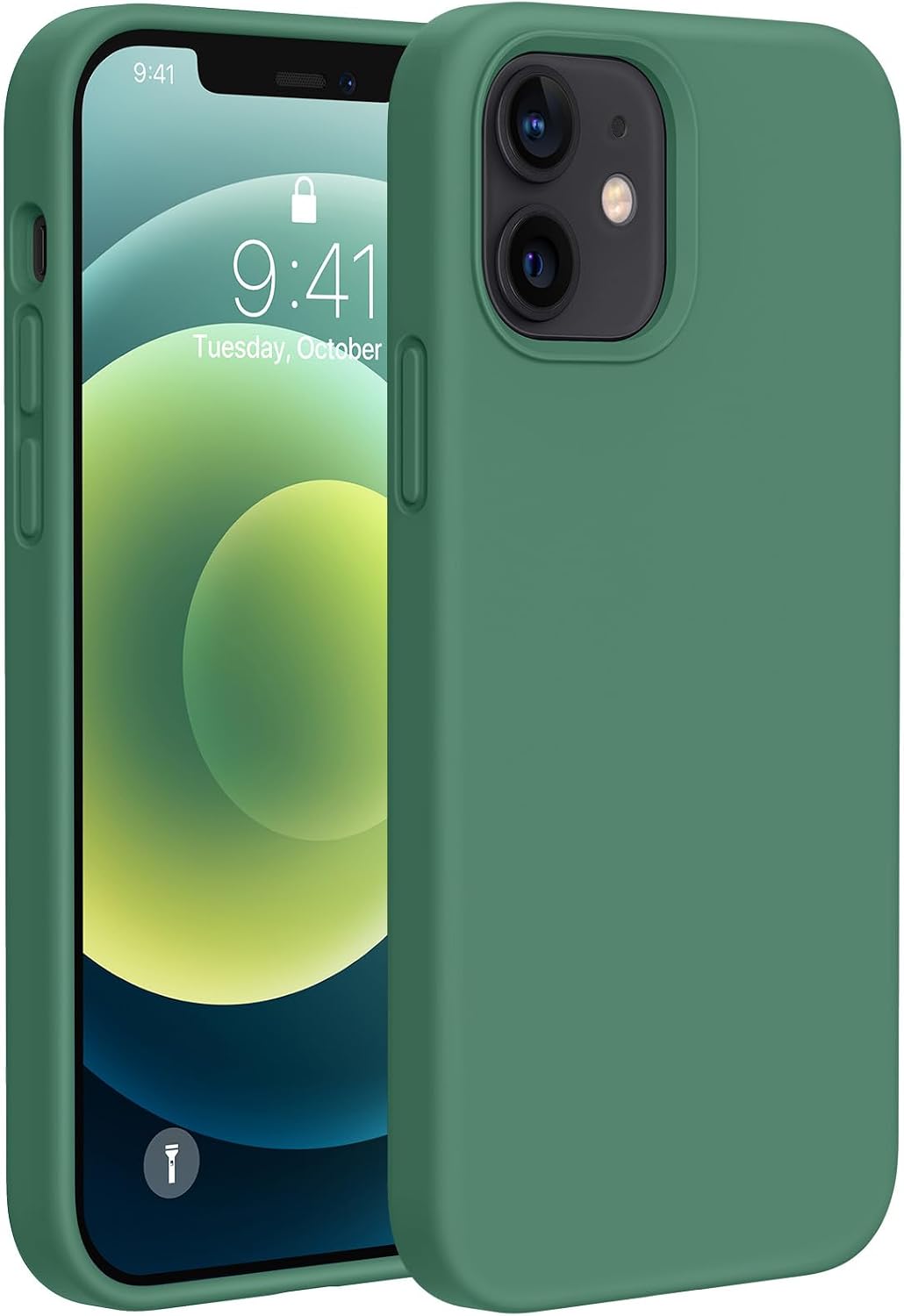 61GLqkuu3bL._AC_SL1500_ Miracase Compatible with iPhone 12 Case and iPhone 12 Pro Case, Liquid Silicone Gel Rubber Full Body Protection Shockproof Drop Protection Phone Case for iPhone 12/12 Pro 6.1 inch, Acacia Green