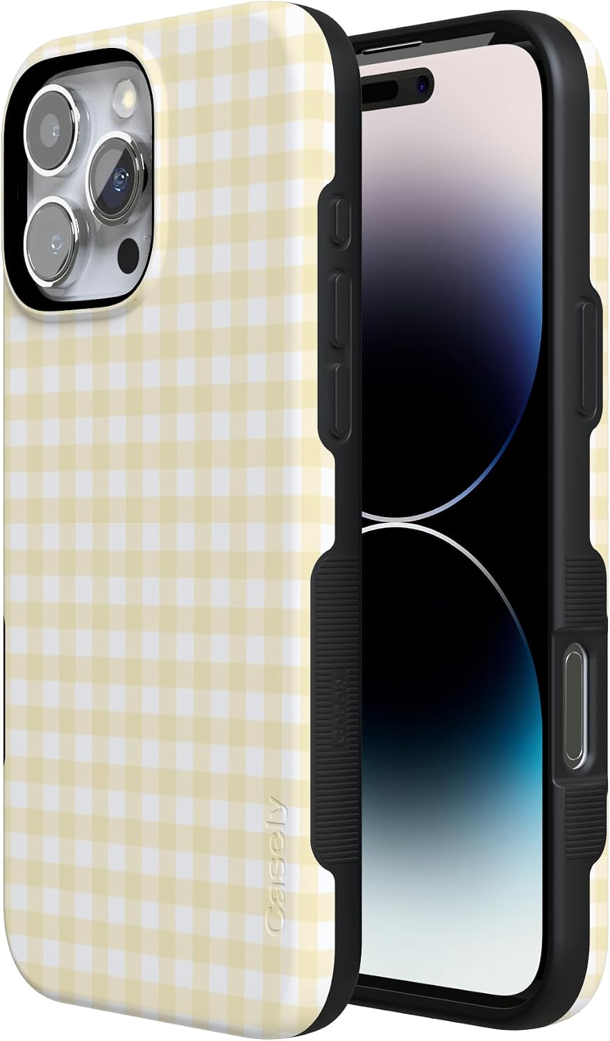 61GPpO-bmjL._AC_SL1500_ Casely iPhone 16 Pro Max Case | Pastel Picnic | Yellow Gingham | Bold Protective Design | Compatible with MagSafe