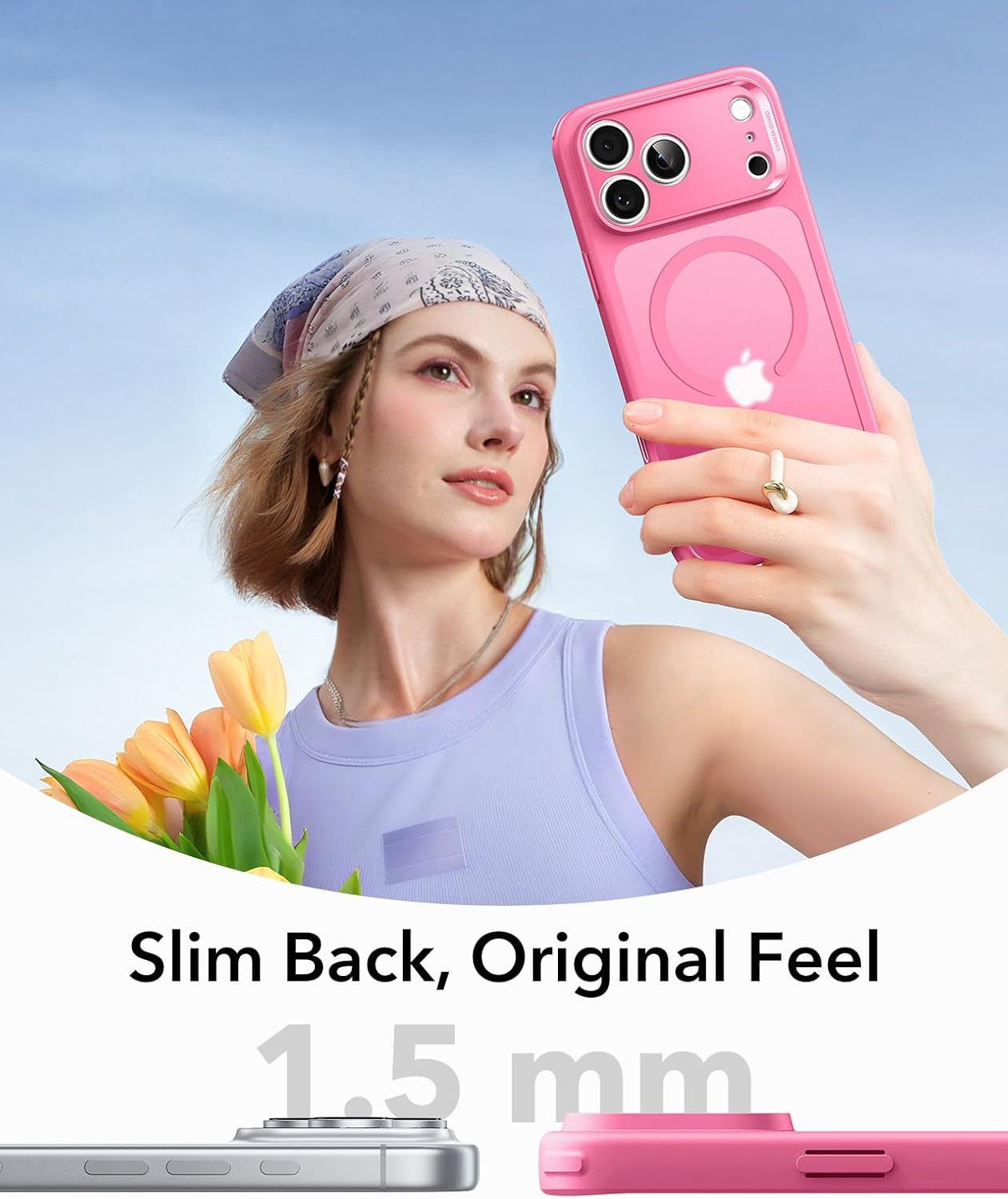 61GYehWTsmL._AC_SL1500_ ESR for iPhone 17 Pro Case, Camera Control Cover, Compatible with MagSafe, Shockproof Military-Grade Protection, Magnetic Phone Case for iPhone 17 Pro, Classic Hybrid Case, Frosted Pink