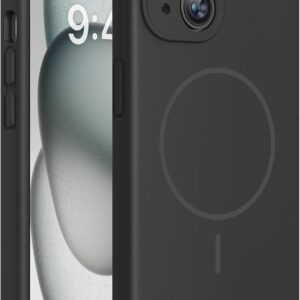Miracase Magnetic for iPhone 15 Plus Case, [Soft Anti-Scratch Microfiber Lining], Compatible with MagSafe, Liquid Silicone Shockproof Drop Protection Phone Case for 15 Plus, Black