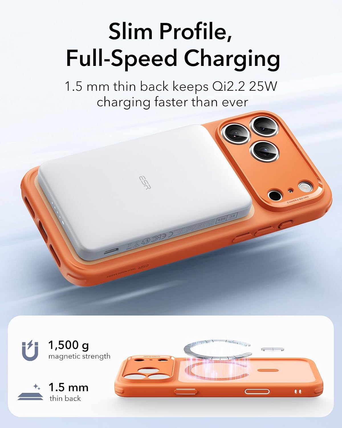 61H8FmoTwtL._AC_SL1500_ ESR for iPhone 17 Pro Case, Camera Control Cover, Compatible with MagSafe, Shockproof Military-Grade Protection, Magnetic Phone Case for iPhone 17 Pro, Classic Hybrid Case, Frosted Orange