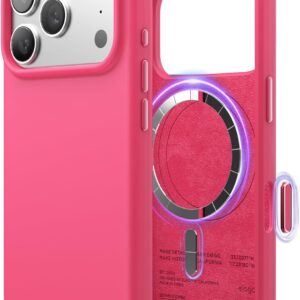 61HIrSQfcTL._AC_SL1500_ elago for iPhone 17 Pro Case, Premium Magnetic Silicone Case, Compatible with MagSafe, Liquid Silicone Material, Protective Cover, Shockproof, Slim Phone, 6.3 inch (Ice Red)