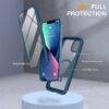 61HV0n0Y3L._AC_SL1200_ Miracase for iPhone 13 Case 6.1'',Full-Body Magnetic Clear Bumper Case with Built-in 9H Tempered Glass Screen Protector,Military Drop Protection Outdoor Phone Case,Storm Blue