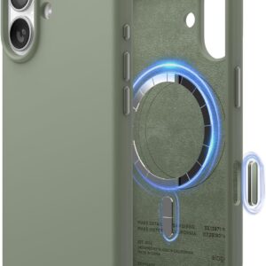 elago for iPhone 17 Case, Premium Magnetic Silicone Case, Compatible with MagSafe, Liquid Silicone Material, Protective Cover, Shockproof, Slim Phone, 6.3 inch (Khaki Green)
