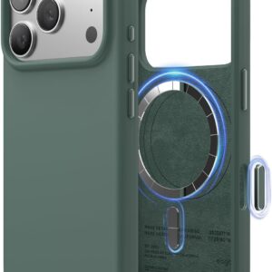 elago for iPhone 17 Pro Case, Premium Magnetic Silicone Case, Compatible with MagSafe, Liquid Silicone Material, Protective Cover, Shockproof, Slim Phone, 6.3 inch (Midnight Green)