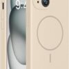 Miracase Compatible with iPhone 15 Case, [Soft Anti-Scratch Microfiber Lining], Liquid Silicone Case Gel Rubber Shockproof Drop Protection Phone Case for iPhone 15, Sand