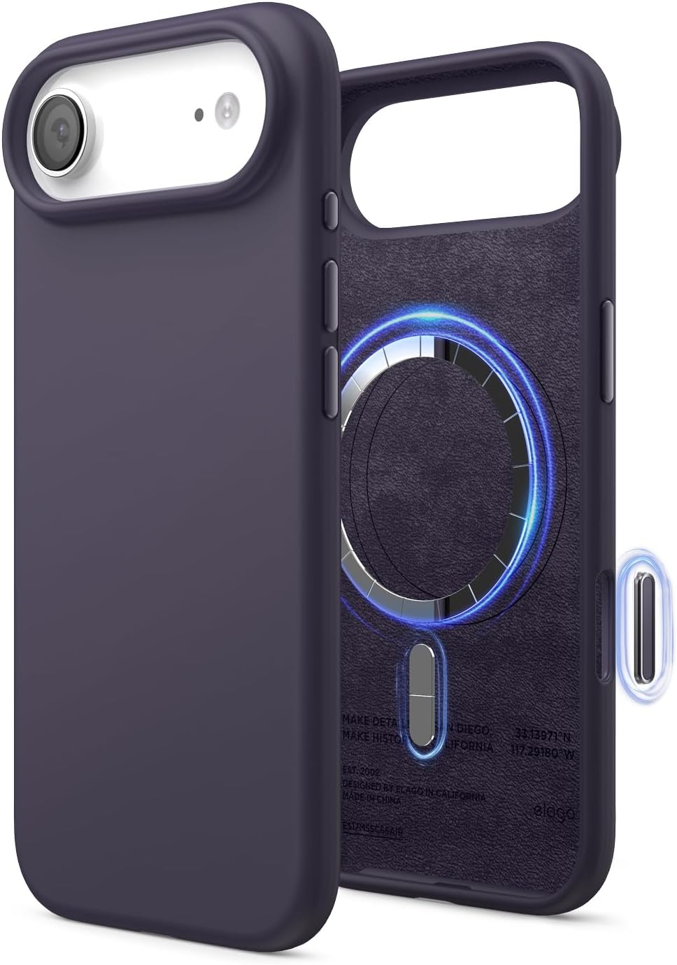 61J8nktXKhL._AC_SL1500_ elago for iPhone Air Case, Premium Magnetic Silicone Case, Compatible with MagSafe, Liquid Silicone Material, Protective Cover, Shockproof, Slim Phone, 6.5 inch (Deep Purple)