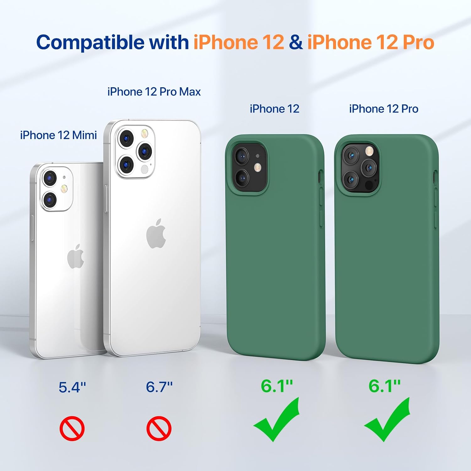 61JMz4OOQEL._AC_SL1500_ Miracase Compatible with iPhone 12 Case and iPhone 12 Pro Case, Liquid Silicone Gel Rubber Full Body Protection Shockproof Drop Protection Phone Case for iPhone 12/12 Pro 6.1 inch, Acacia Green