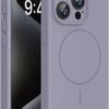 Miracase Magnetic for iPhone 15 Pro Case, [Soft Anti-Scratch Microfiber Lining], Compatible with MagSafe, Liquid Silicone Shockproof Drop Protection Phone Case for 15 Pro, Lavender Gray