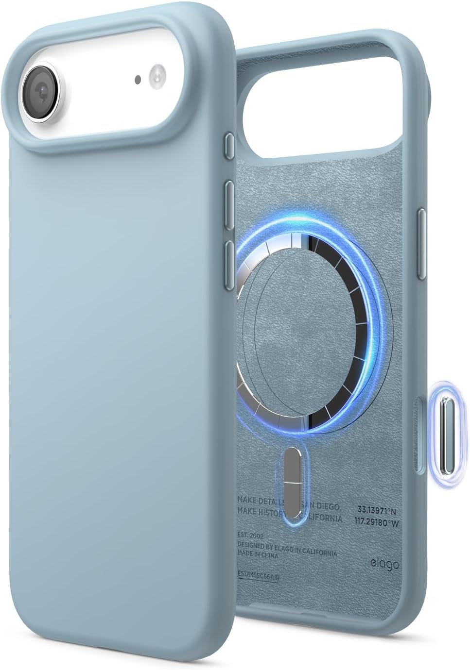 61JXF6OebuL._AC_SL1500_ elago for iPhone Air Case, Premium Magnetic Silicone Case, Compatible with MagSafe, Liquid Silicone Material, Protective Cover, Shockproof, Slim Phone, 6.5 inch (Sky Blue)