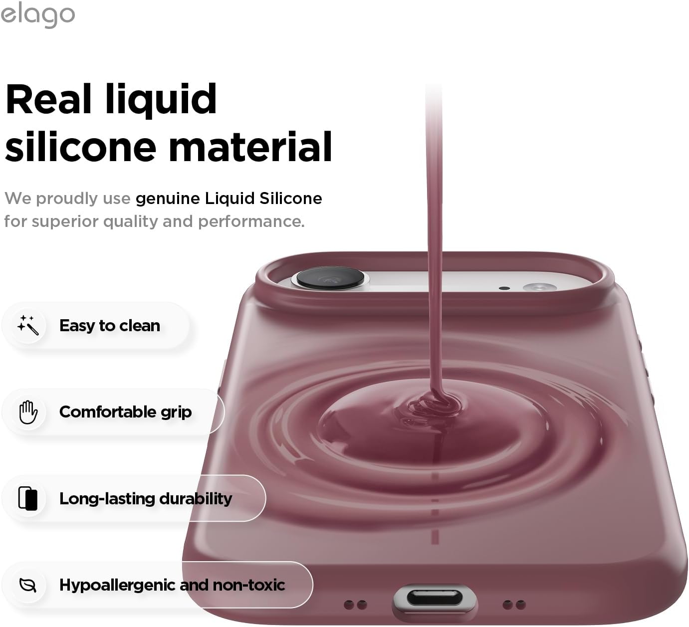61JatpFNieL._AC_SL1500_ elago for iPhone Air Case, Premium Magnetic Silicone Case, Compatible with MagSafe, Liquid Silicone Material, Protective Cover, Shockproof, Slim Phone, 6.5 inch (Burgundy)