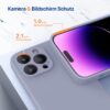 Miracase Designed for iPhone 14 Pro Case, [Upgraded Camera Protection], Shockproof Liquid Silicone Rubber Phone Case Cover for 14 Pro 6.1 inch, Lavender Gray