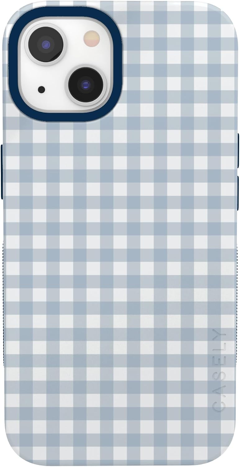 61JoB6NldPL._AC_SL1500_ Casely iPhone 13 Mini Case | Pastel Picnic | Blue Gingham | Bold Protective Design | Compatible with MagSafe
