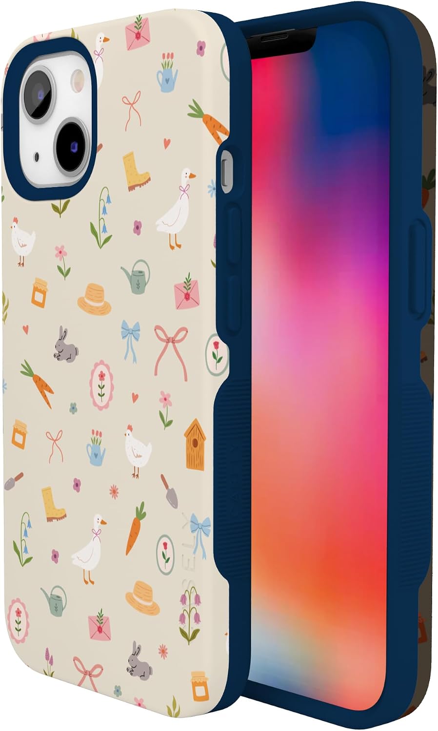 61JyeYy3IlL._AC_SL1500_ Casely iPhone 13 Mini Case | Hoppy Garden | Spring Things | Bold Protective Design | Compatible with MagSafe