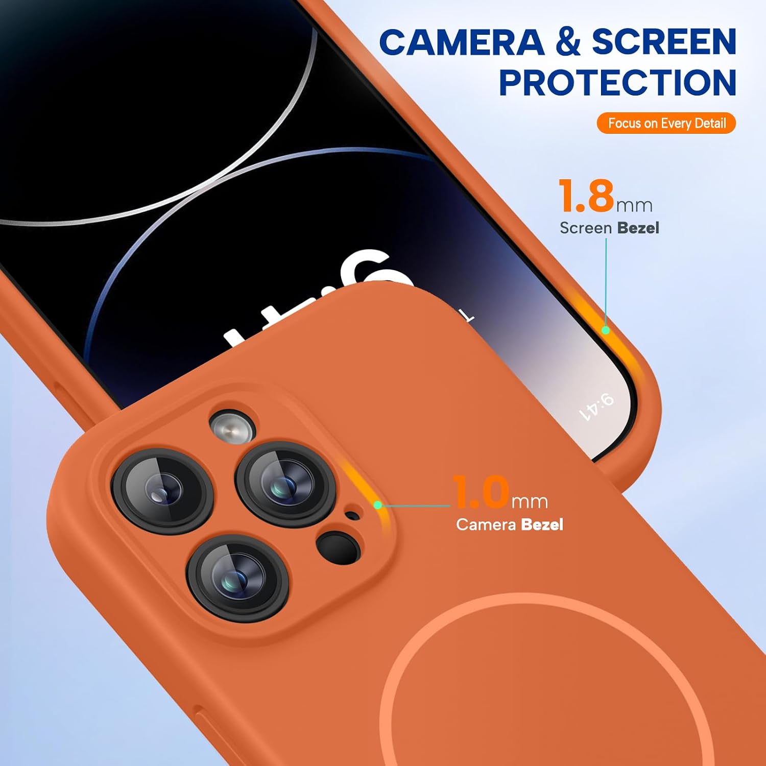 Miracase Magnetic for iPhone 14 Pro Max Case, [Soft Anti-Scratch Microfiber Lining], Compatible with MagSafe, Silicone Shockproof Protection Phone Case for iPhone 14 Pro Max,Orange