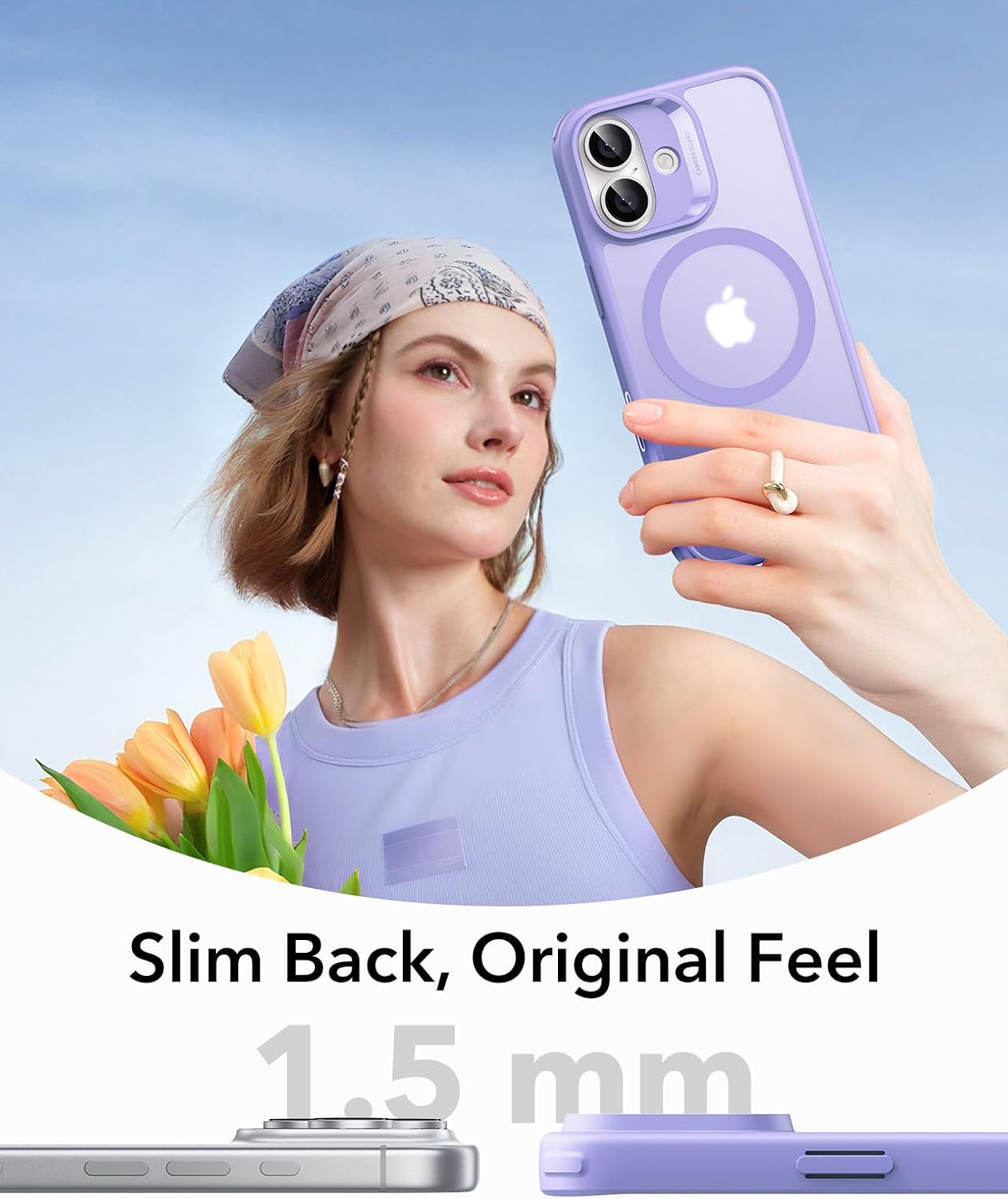 61KbjYsMSQL._AC_SL1500_ ESR for iPhone 17 Case, Camera Control Cover, Compatible with MagSafe, Shockproof Military-Grade Protection, Magnetic Phone Case for iPhone 17, Classic Hybrid Case, Frosted Purple