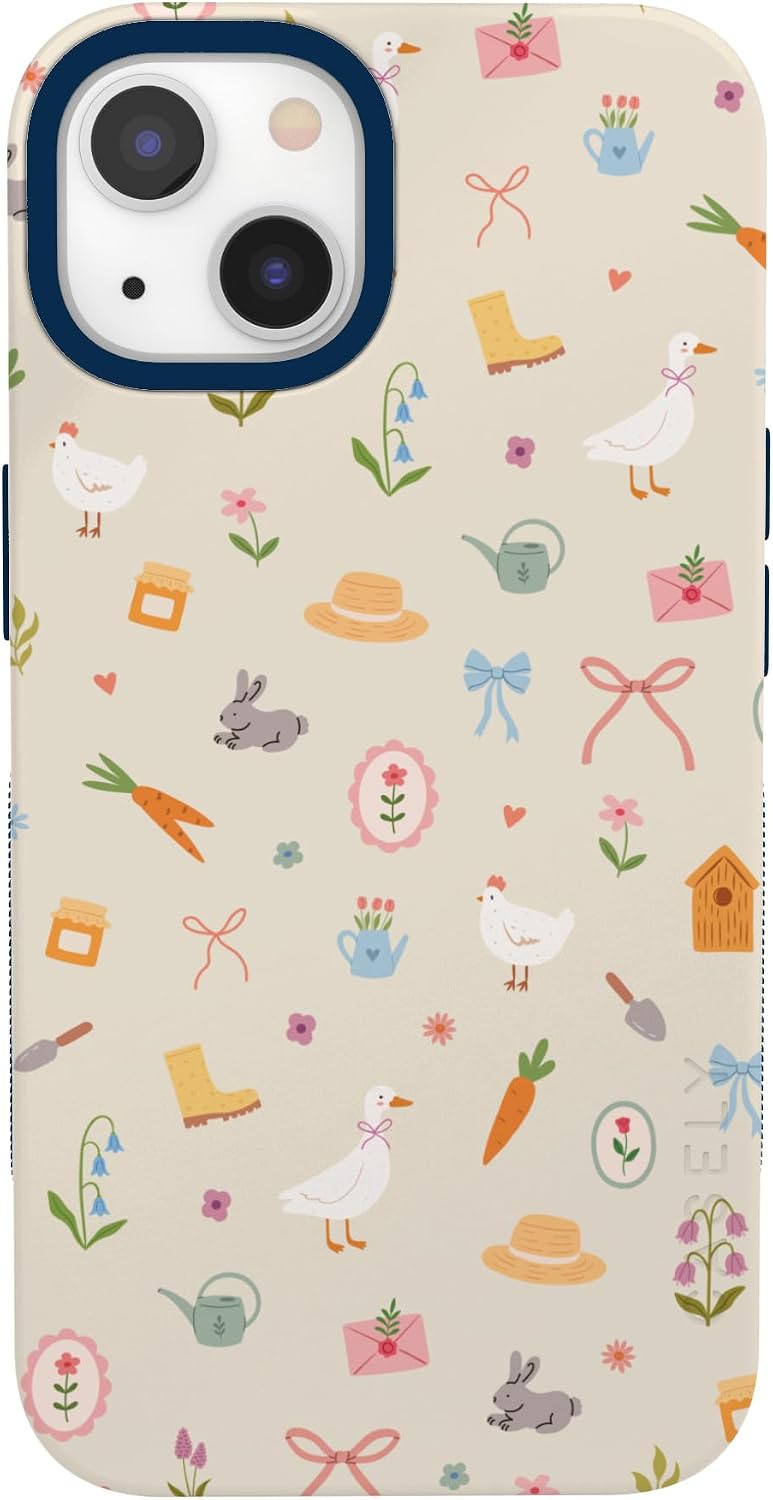61Ke7PqvkL._AC_SL1500_ Casely iPhone 13 Mini Case | Hoppy Garden | Spring Things | Bold Protective Design | Compatible with MagSafe