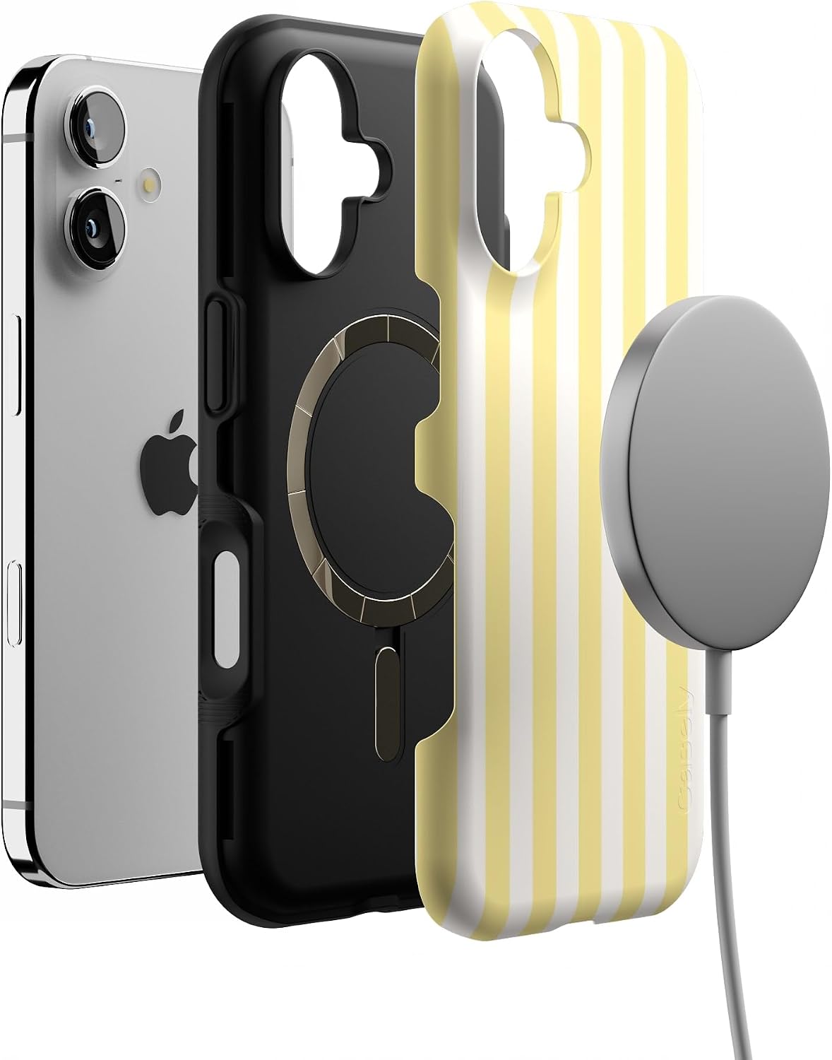61Kylqzb4L._AC_SL1500_ Casely iPhone 17 Case | Butter Yellow Stripes | Sunday Best | Bold Protective Design | Compatible with MagSafe