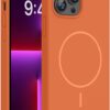 Miracase Magnetic for iPhone 13 Pro Max Case, [Soft Anti-Scratch Microfiber Lining], Compatible with MagSafe, Liquid Silicone Shockproof Drop Protection Phone Case for 13 Pro Max, Orange