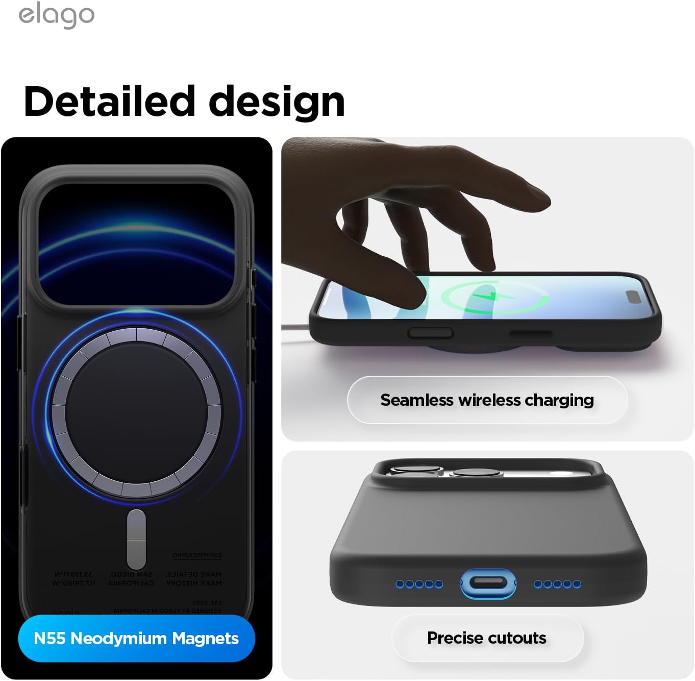 61LFzGGWQL._AC_SL1500_ elago for iPhone 17 Pro Case, Premium Magnetic Silicone Case, Compatible with MagSafe, Liquid Silicone Material, Protective Cover, Shockproof, Slim Phone, 6.3 inch (Black)