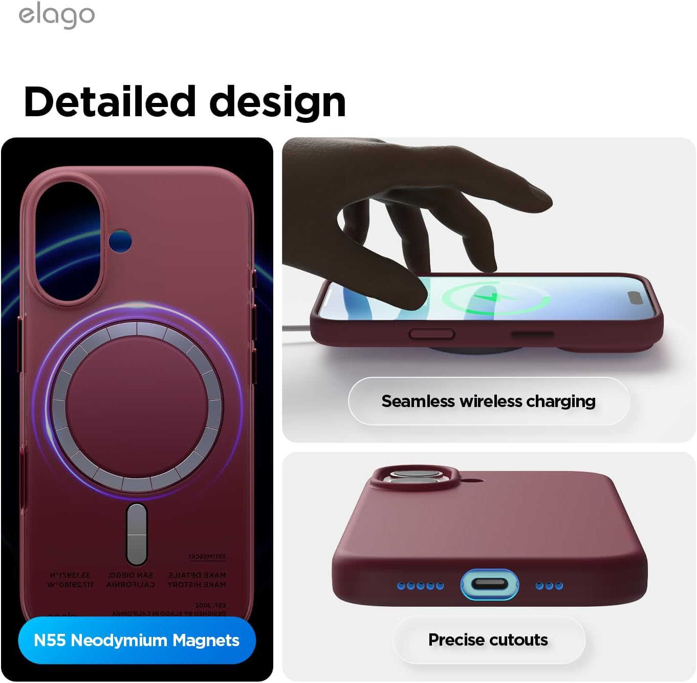 61LHQhoL._AC_SL1500_ elago for iPhone 17 Case, Premium Magnetic Silicone Case, Compatible with MagSafe, Liquid Silicone Material, Protective Cover, Shockproof, Slim Phone, 6.3 inch (Burgundy)