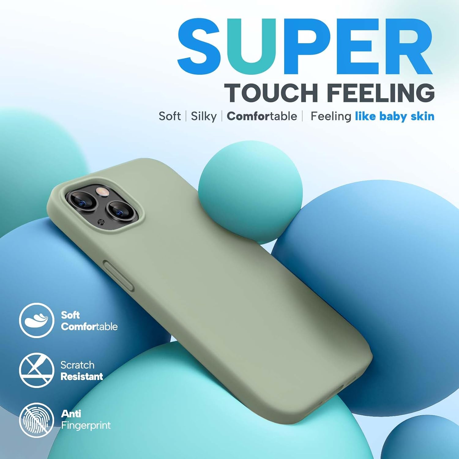 Miracase Designed for iPhone 13 Case, [Soft Anti-Scratch Microfiber Lining], Shockproof Liquid Silicone Rubber Phone Case Cover for 13 6.1 inch, Patina Green