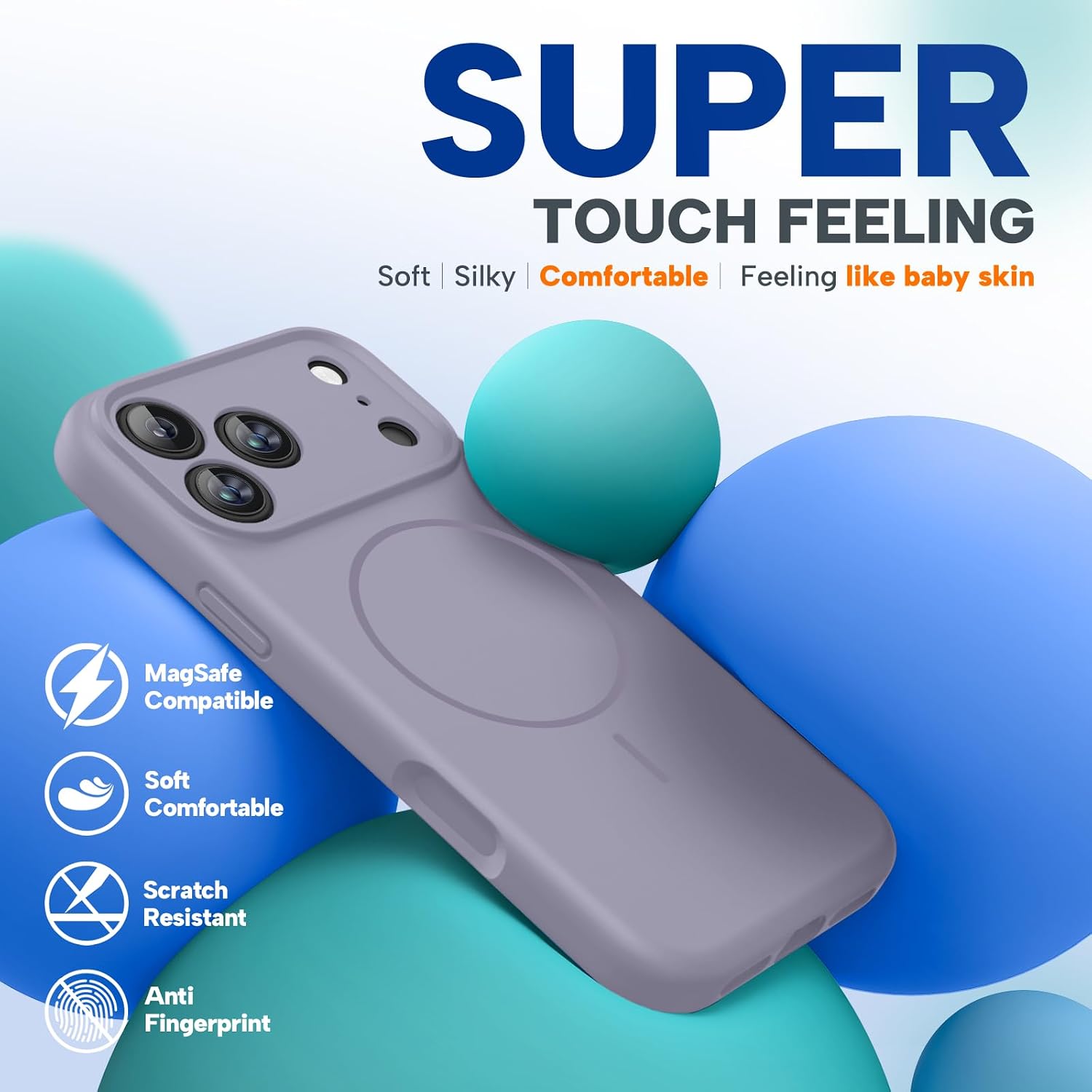 61LSo6z2axL._AC_SL1500_ Miracase Magnetic for iPhone 17 Pro Case, Compatible with MagSafe, Integrated Silicone Camera Control Cover, 3.0mm Thicken Shockproof Drop Protection Phone Case for 17 Pro,Lavender Gray