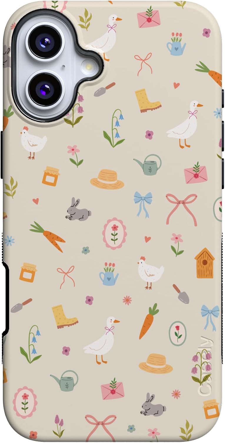 61LVO3EoLXL._AC_SL1500_ Casely iPhone 16 Plus Case | Hoppy Garden | Spring Things | Bold Protective Design | Compatible with MagSafe