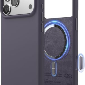 61LVyUsquxL._AC_SL1500_ elago for iPhone 17 Pro Max Case, Premium Magnetic Silicone Case, Compatible with MagSafe, Liquid Silicone Material, Protective Cover, Shockproof, Slim Phone, 6.9 inch (Deep Lavender)