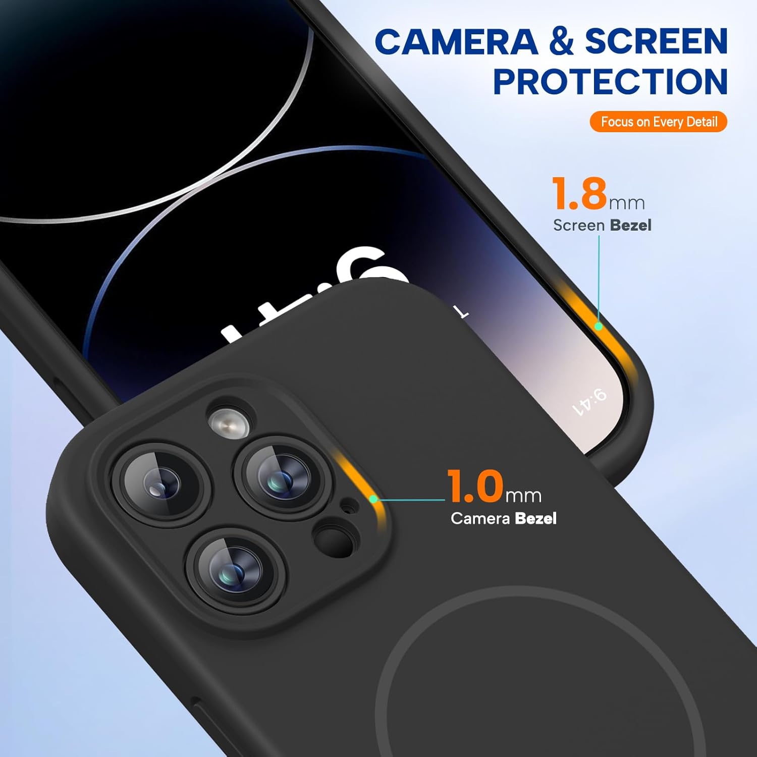Miracase Magnetic for iPhone 14 Pro Max Case, [Soft Anti-Scratch Microfiber Lining], Compatible with MagSafe, Silicone Shockproof Protection Phone Case for iPhone 14 Pro Max,Black