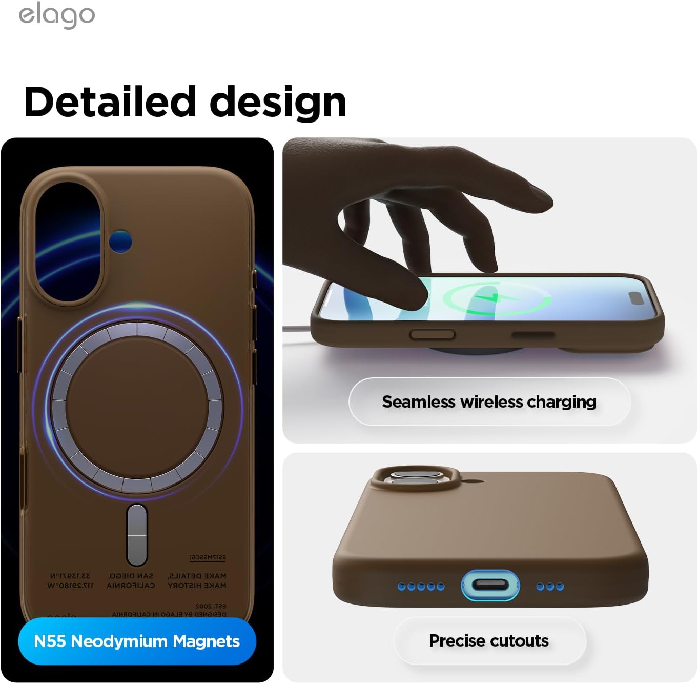 61M0cBE314L._AC_SL1500_ elago for iPhone 17 Case, Premium Magnetic Silicone Case, Compatible with MagSafe, Liquid Silicone Material, Protective Cover, Shockproof, Slim Phone, 6.3 inch (Brown)