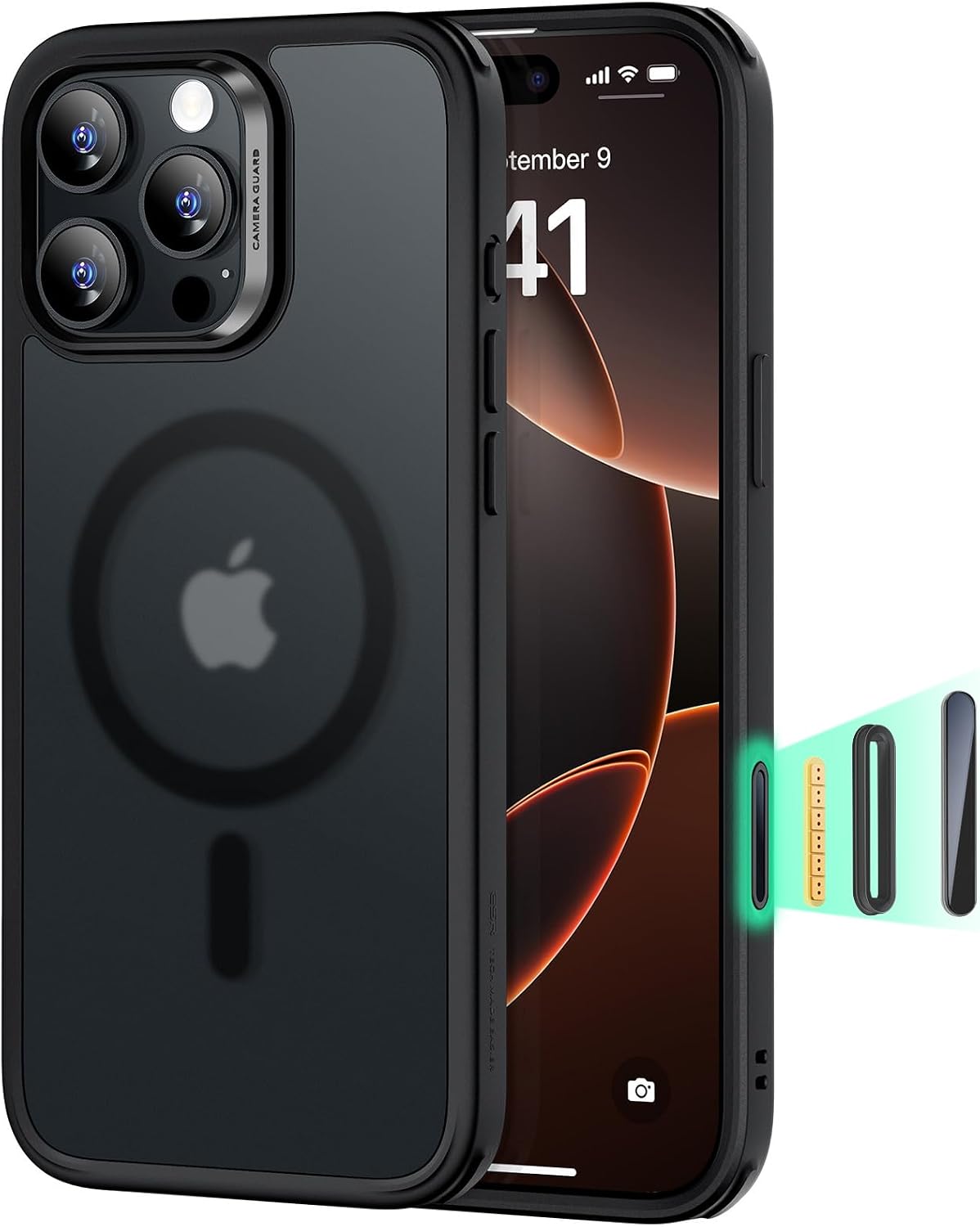 61MlIZloF4L._AC_SL1500_ ESR for iPhone 16 Pro Case, Camera Control Cover, Compatible with MagSafe, Shockproof Military-Grade Protection, Magnetic Phone Case for iPhone 16 Pro, Classic Hybrid Case, Frosted Black