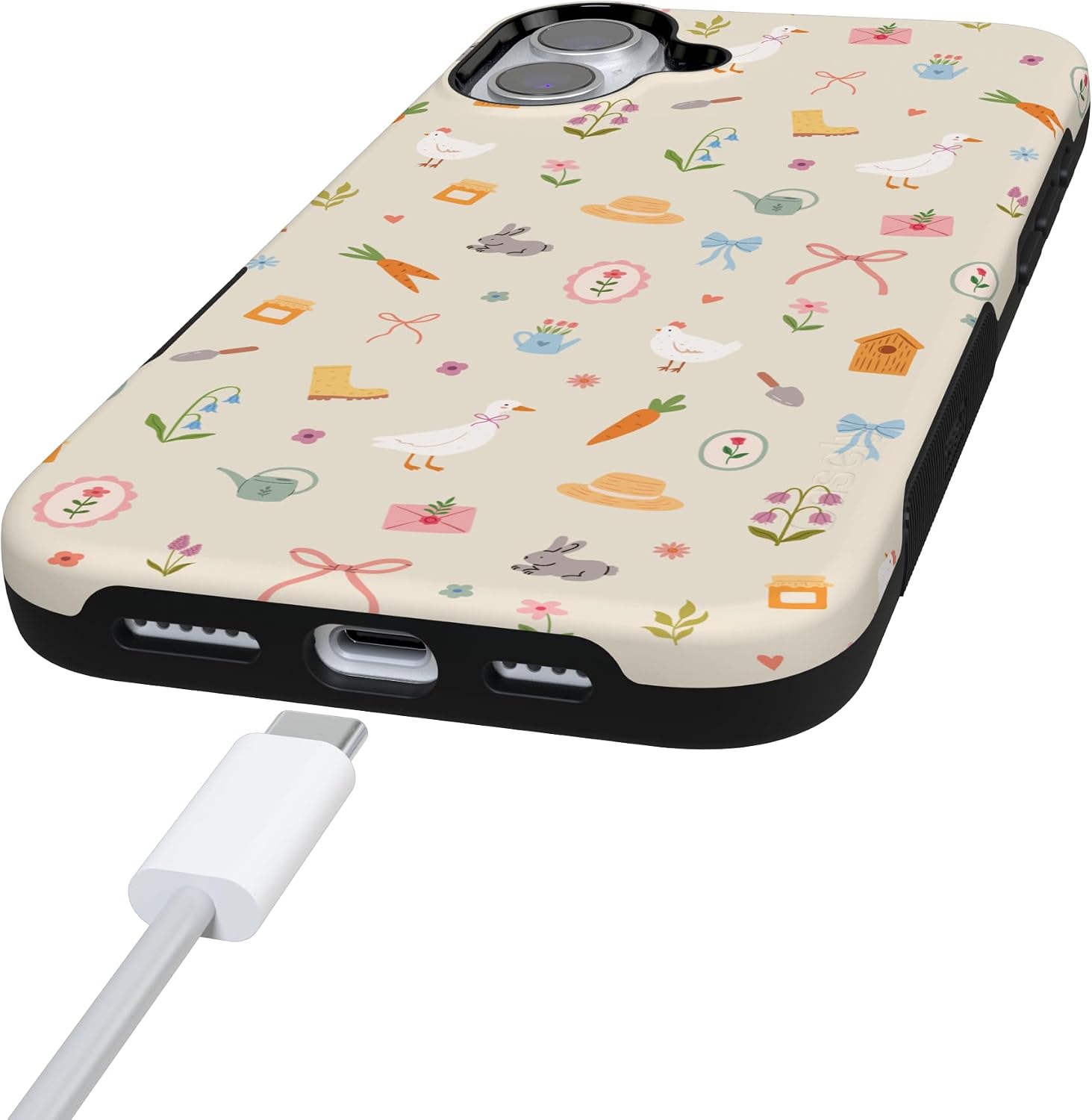 61NB0tfMBDL._AC_SL1500_ Casely iPhone 16 Plus Case | Hoppy Garden | Spring Things | Bold Protective Design | Compatible with MagSafe