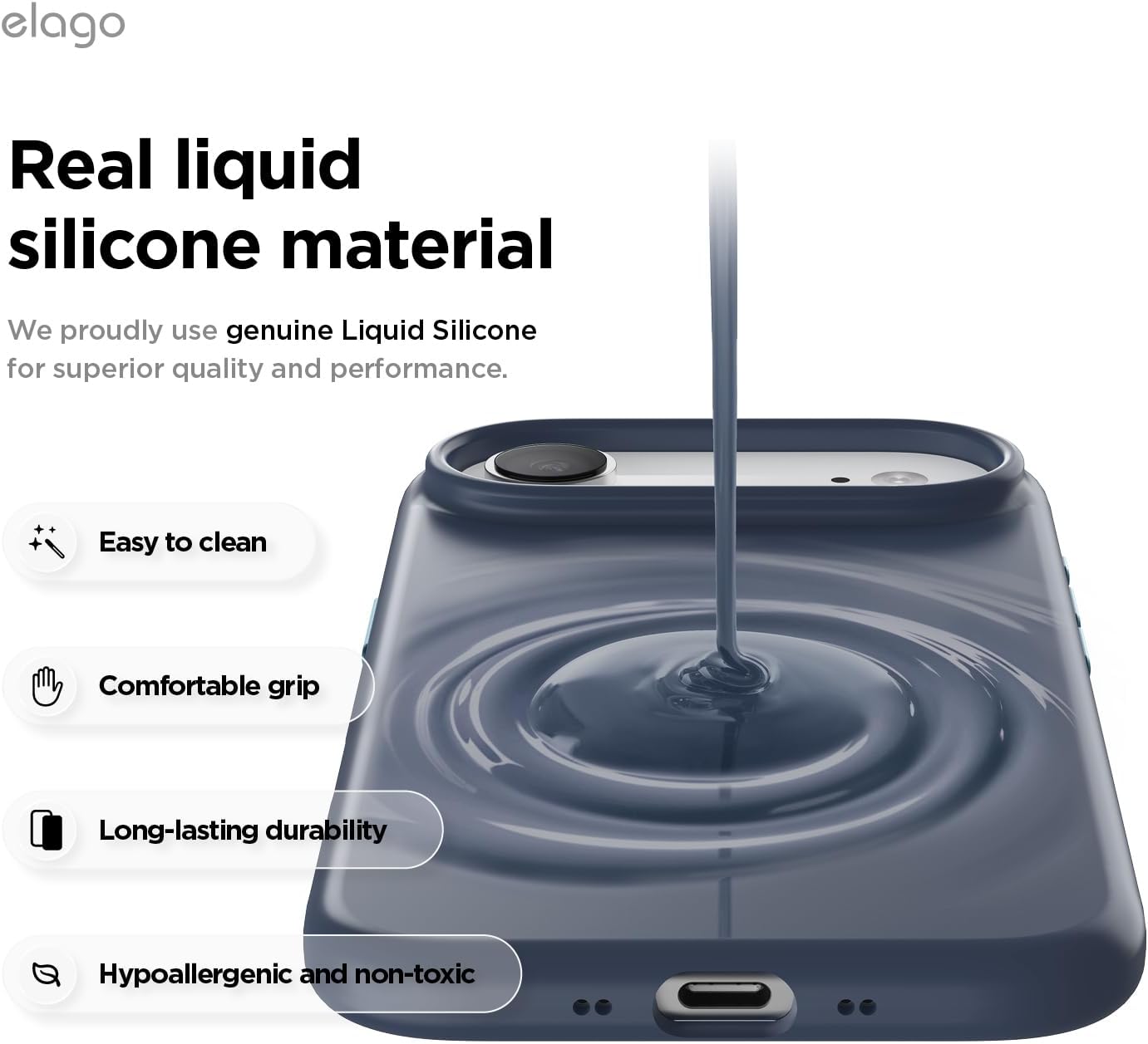 61Nqemip9cL._AC_SL1500_ elago for iPhone Air Case, Premium Magnetic Silicone Case, Compatible with MagSafe, Liquid Silicone Material, Protective Cover, Shockproof, Slim Phone, 6.5 inch (Jean Indigo)