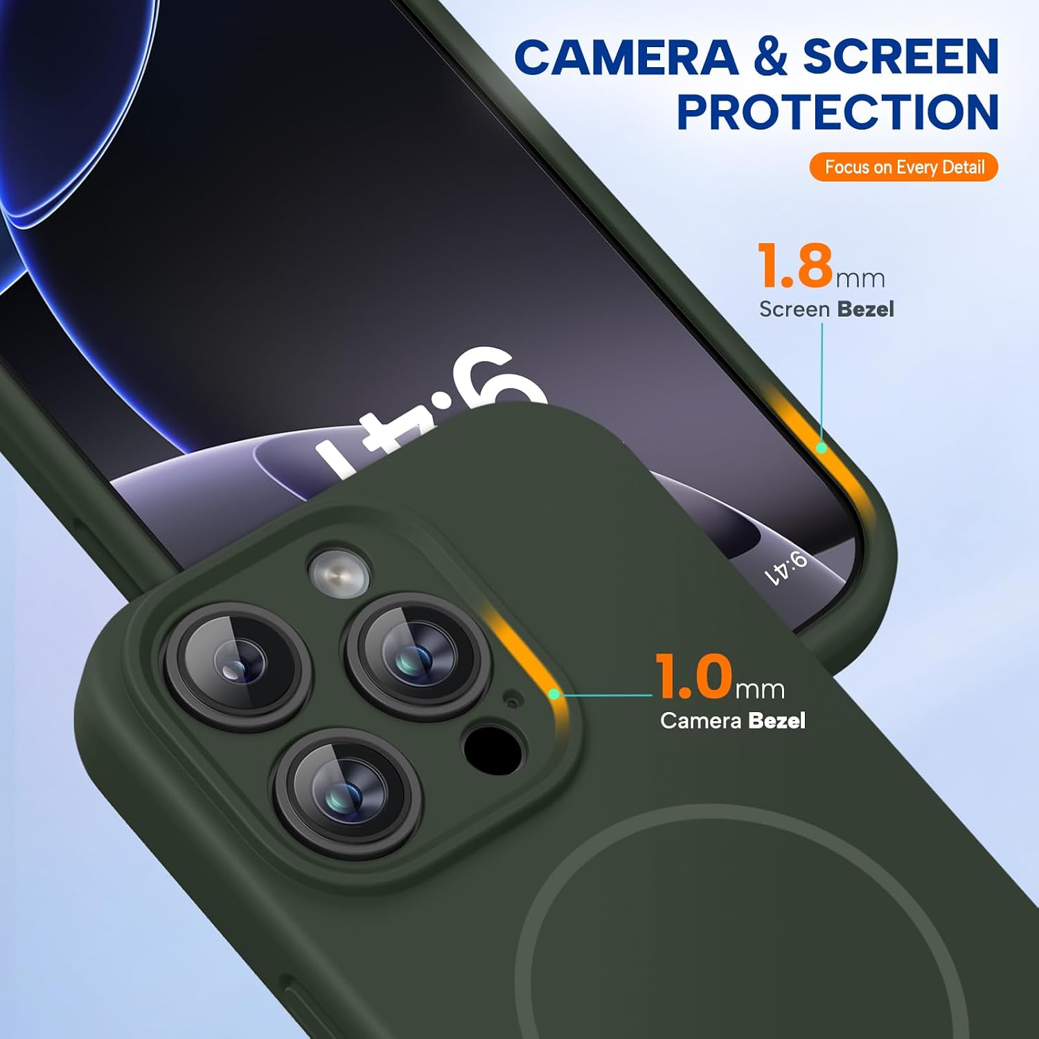 Miracase Magnetic for iPhone 16 Pro Max Case, [Soft Anti-Scratch Microfiber Lining], Compatible with MagSafe, Liquid Silicone Case Shockproof Drop Protection Phone Case for 16 ProMax,Dark Green