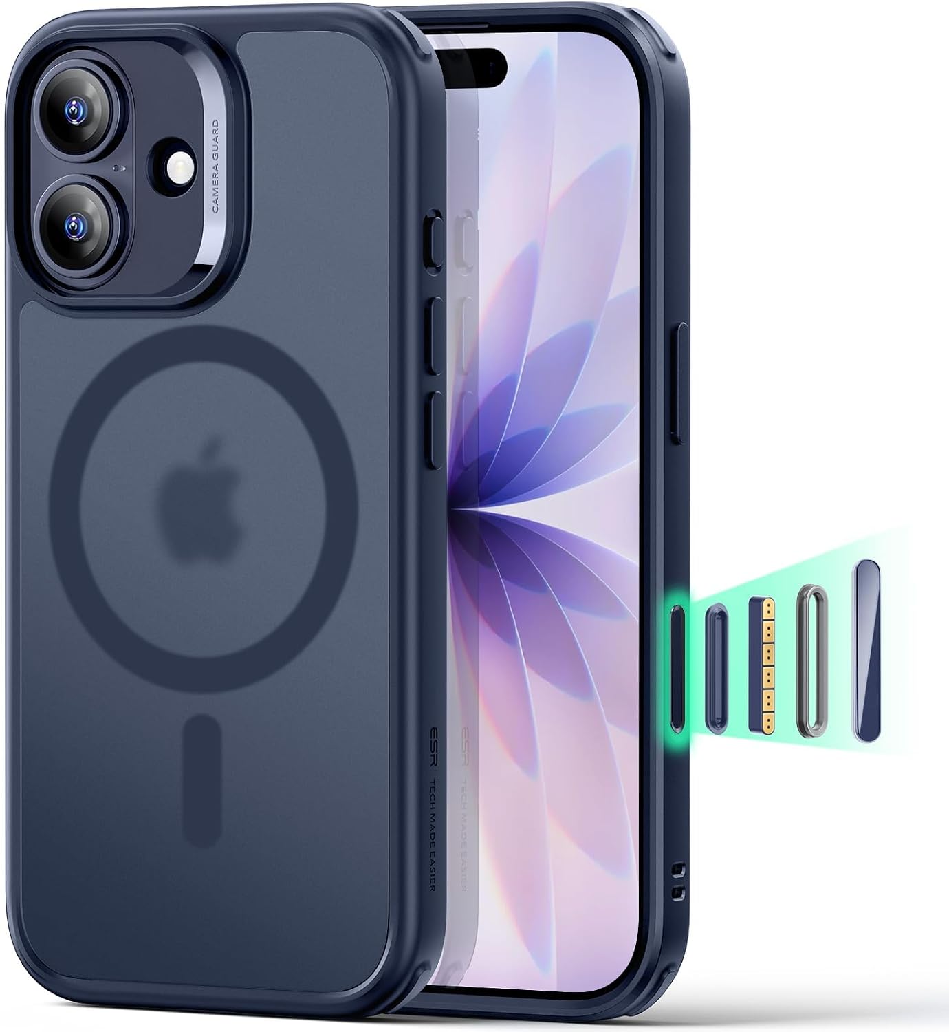61OHBHnrRiL._AC_SL1500_ ESR for iPhone 17 Case, Camera Control Cover, Compatible with MagSafe, Shockproof Military-Grade Protection, Magnetic Phone Case for iPhone 17, Classic Hybrid Case, Frosted Blue