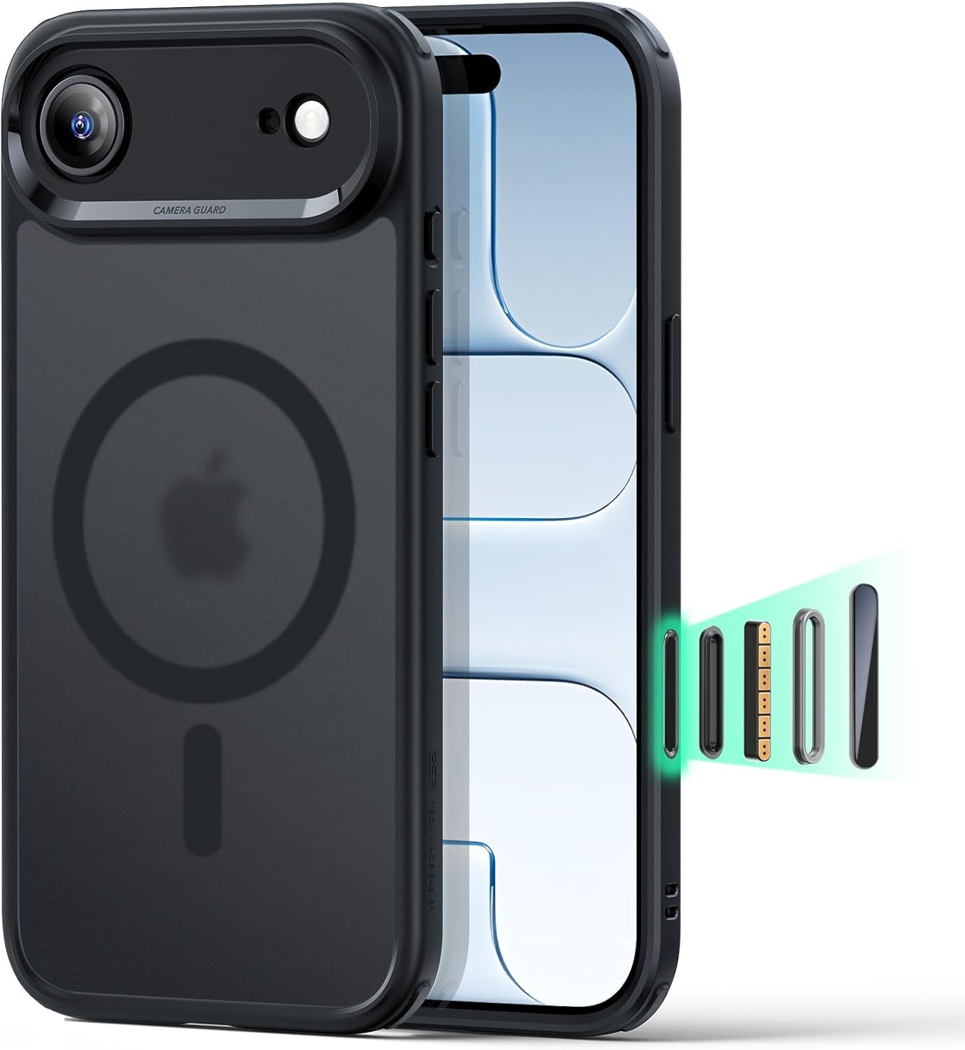 61Oh1WFCtqL._AC_SL1500_ ESR for iPhone Air Case, Camera Control Cover, Compatible with MagSafe, Shockproof Military-Grade Protection, Magnetic Phone Case for iPhone Air, Classic Hybrid Case, Frosted Black