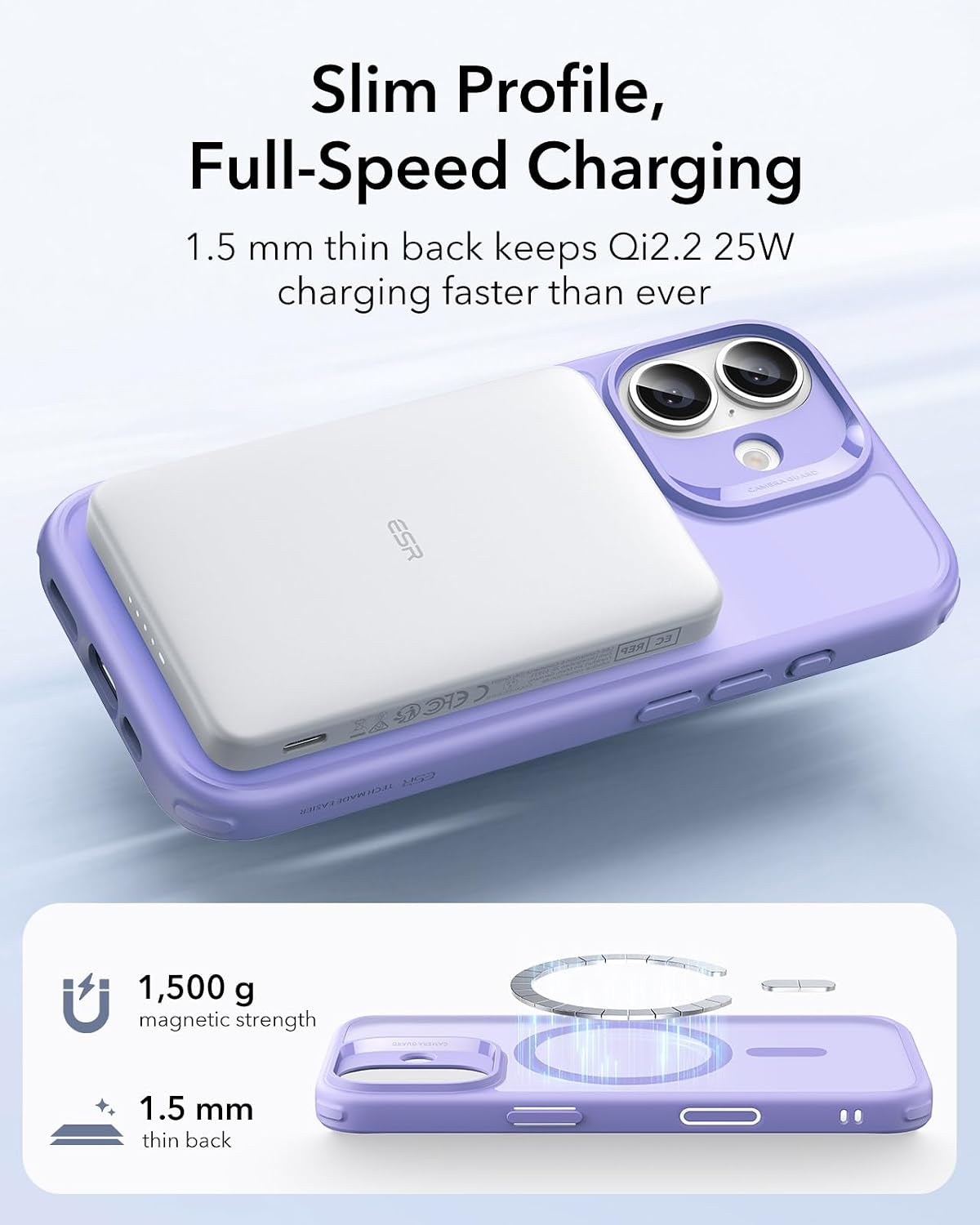61PAEHxCgiL._AC_SL1500_ ESR for iPhone 17 Case, Camera Control Cover, Compatible with MagSafe, Shockproof Military-Grade Protection, Magnetic Phone Case for iPhone 17, Classic Hybrid Case, Frosted Purple