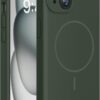 Miracase Compatible with iPhone 15 Case, [Soft Anti-Scratch Microfiber Lining], Liquid Silicone Case Gel Rubber Shockproof Drop Protection Phone Case for iPhone 15, Dark Green