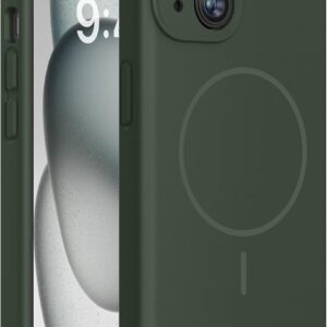 Miracase Compatible with iPhone 15 Case, [Soft Anti-Scratch Microfiber Lining], Liquid Silicone Case Gel Rubber Shockproof Drop Protection Phone Case for iPhone 15, Dark Green