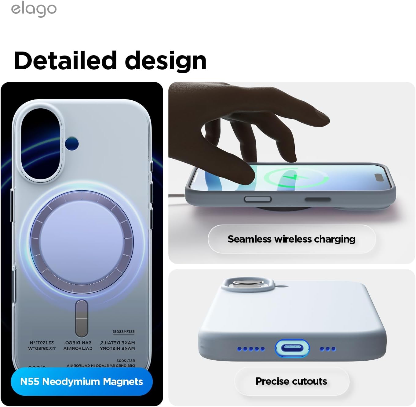 elago for iPhone 17 Case, Premium Magnetic Silicone Case, Compatible with MagSafe, Liquid Silicone Material, Protective Cover, Shockproof, Slim Phone, 6.3 inch (Light Blue)