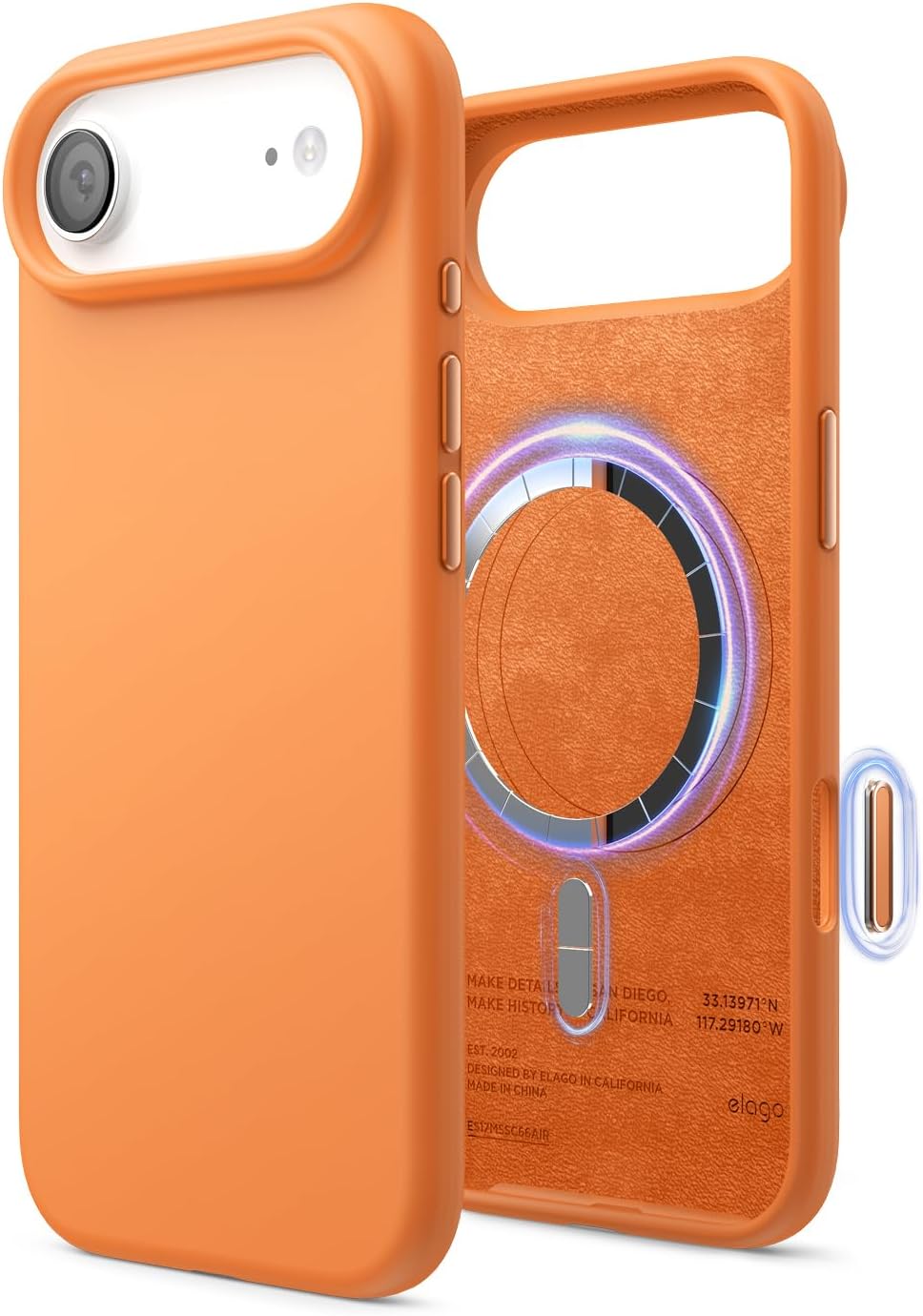 61PiZ7VlCjL._AC_SL1500_ elago for iPhone Air Case, Premium Magnetic Silicone Case, Compatible with MagSafe, Liquid Silicone Material, Protective Cover, Shockproof, Slim Phone, 6.5 inch (Orange)